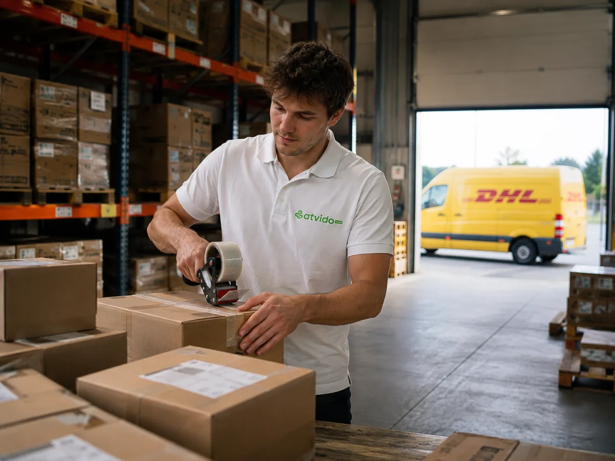 The Atvido team at work in the warehouse