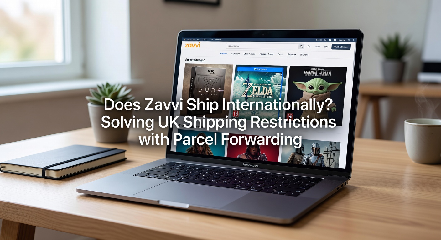 Zavvi UK website on laptop screen showing entertainment products