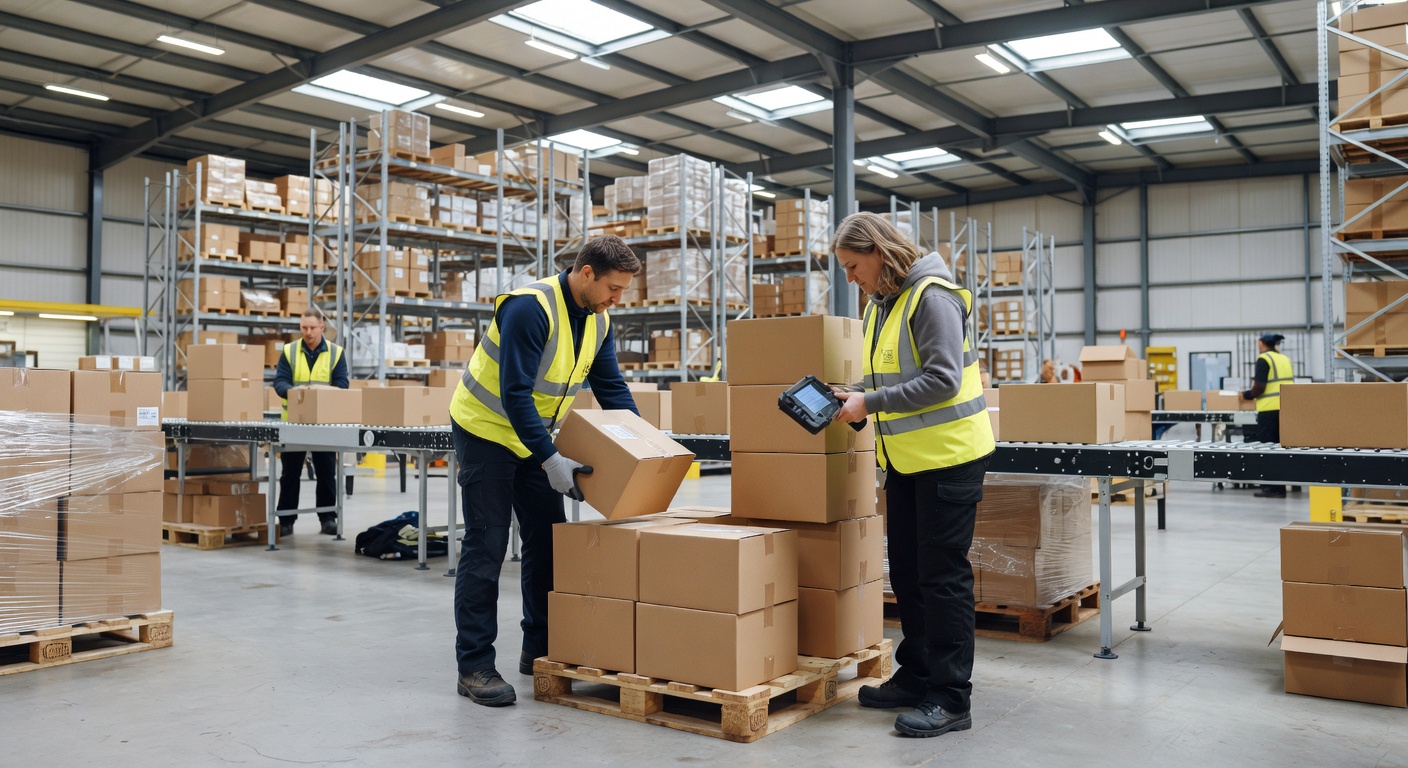 UK warehouse handling John Lewis parcels for forwarding to Germany