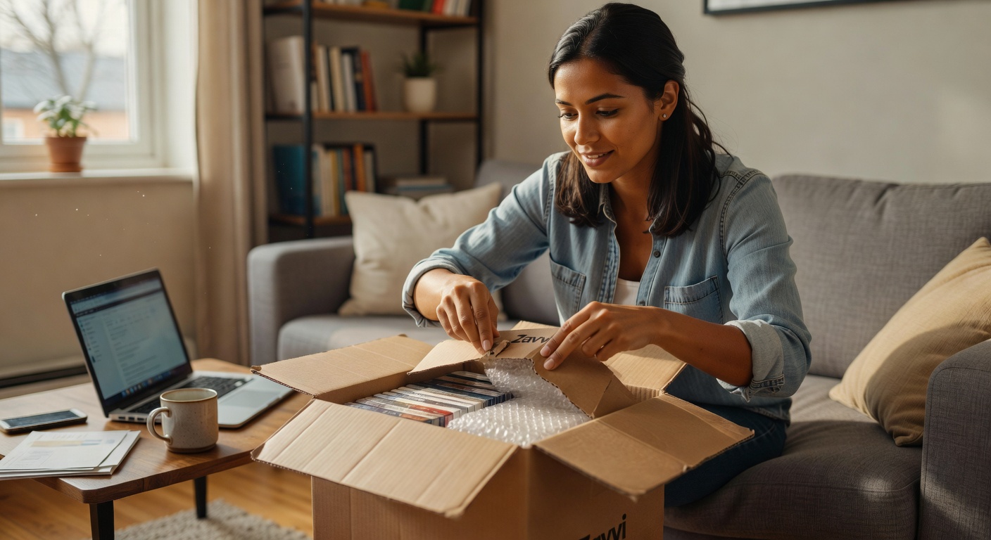international customer opening Zavvi delivery package at home